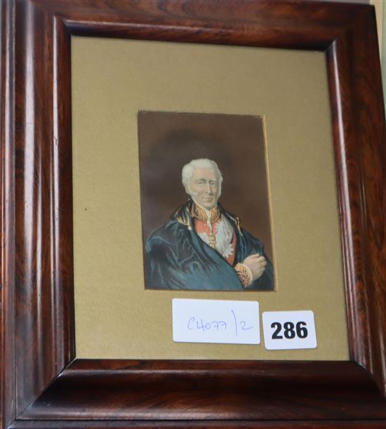 A Victorian lithograph of Wellington, rosewood framed